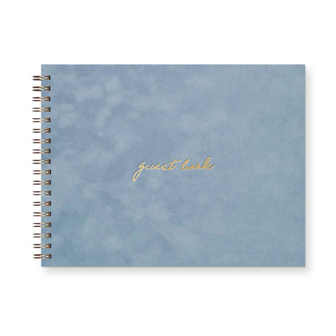 Script Guest Book: Sage Green Linen Cover | Gold Foil