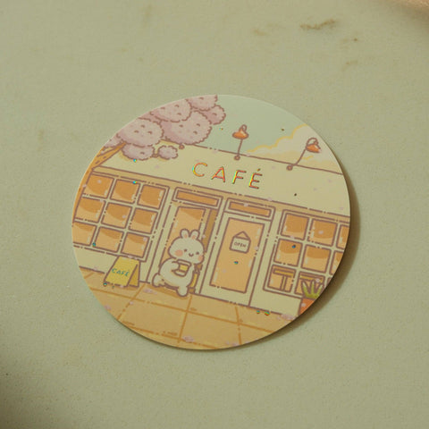 2jingis2jing - Morning Cafe Die Cut Sticker