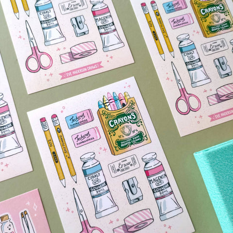 Art Supplies Sticker Sheet