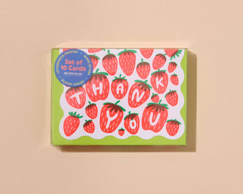 Thank You Notecards - Strawberry Letterpress