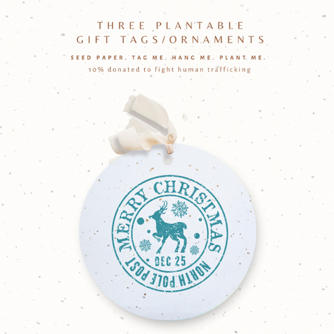 3 North Pole Post  Ornaments / Plantable Seed Gift Tags