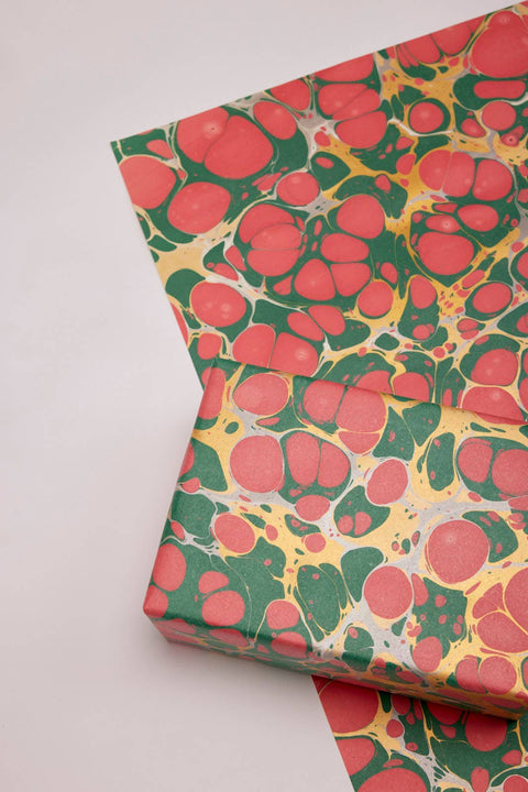 Stone Festive Mix Hand Marbled Wrapping Paper Sheets