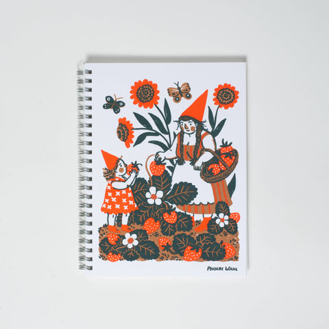 Strawberry Gnome Blank Letterpress Notebook by Phoebe Wahl