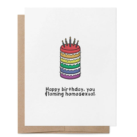 Happy Birthday Flaming Homosexual LGBTQ+ Greeting Card