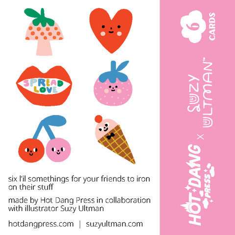 HDP x Suzy Ultman Pack of Love, 6 L'il Something Iron-On Cards