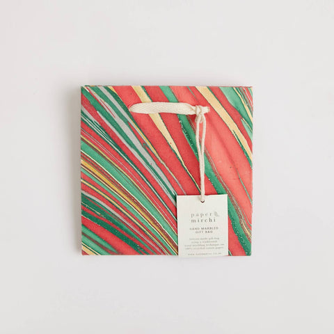 Small Christmas Glitz Hand Marbled Gift Bags