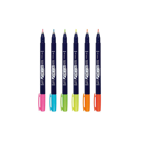 Tombow - Fudenosuke Neon Calligraphy Brush Pens - 6-Pack