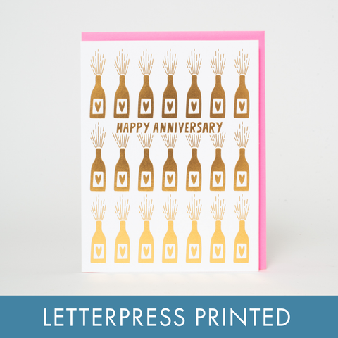 Anniversary Bottles Letterpress Greeting Card