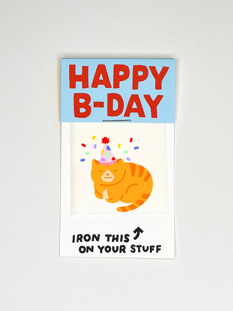 Happy Birthday Cat L'il Something Iron-On Card