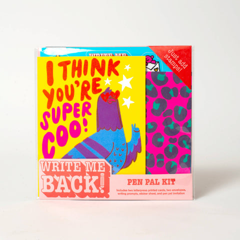 Pigeon + Leopard Letter Writing Write Me Back Pen Pal Kit