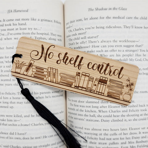 No shelf control wood bookmark