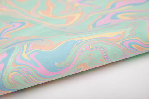 Hand Marbled Wrapping Paper Sheets - Pastel Punch