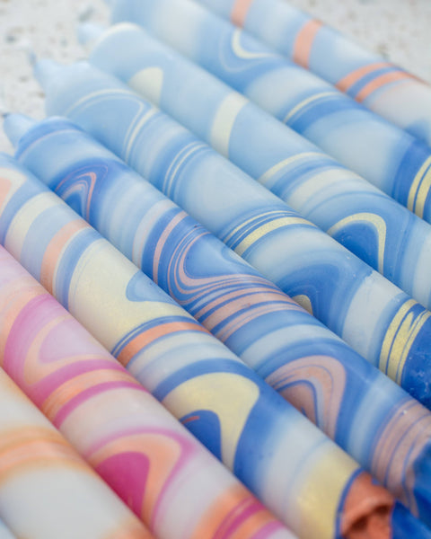 Taper Candles Marbled Glitter
