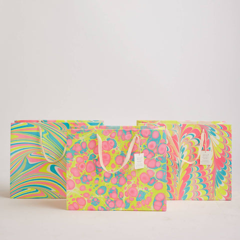 Large Neon Hand Marbled Gift Bags