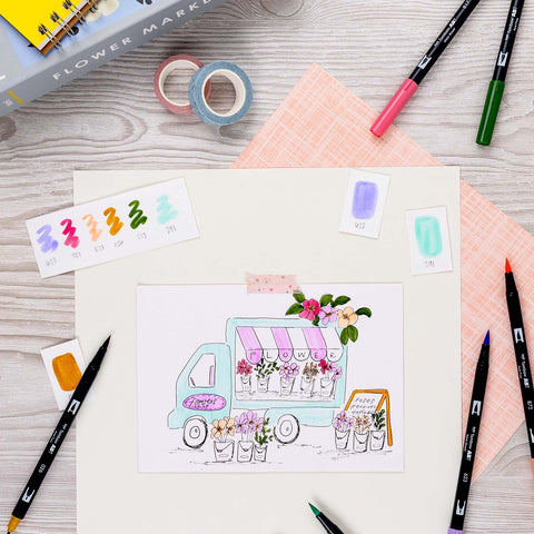 Tombow - Dual Brush Pen Art Markers, Teatime, 6-Pack