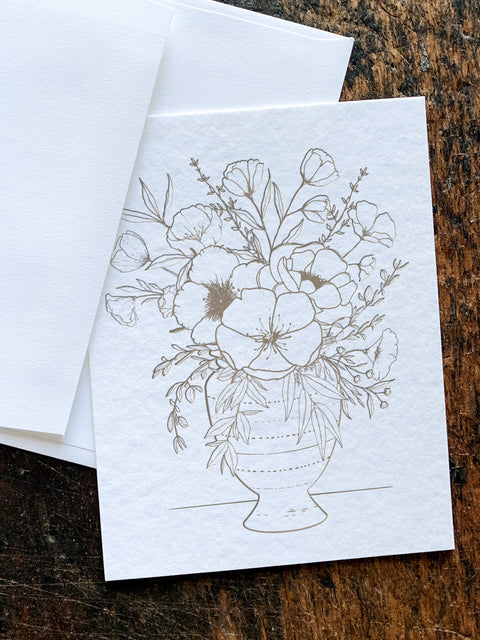 Letterpress Print + Watercolor Flower Bouquet Cards