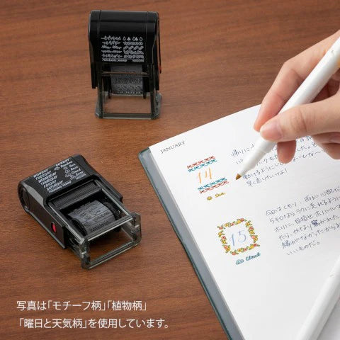 Midori Pre-inked, Paintable Stamp  - Day & Weather