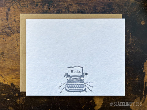 Hello typewriter notecard