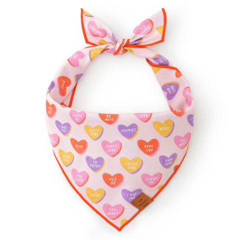 Candy Hearts Valentine's Day Dog Bandana: Small