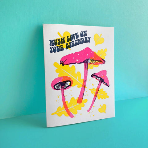 Mushroom Love Birthday Letterpress Card