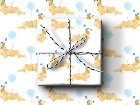 Birthday Dog With Balloon Wrapping Paper: Single Sheets
