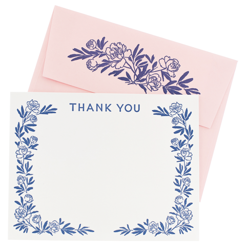 Peony Note Cards with Letterpress Envelopes