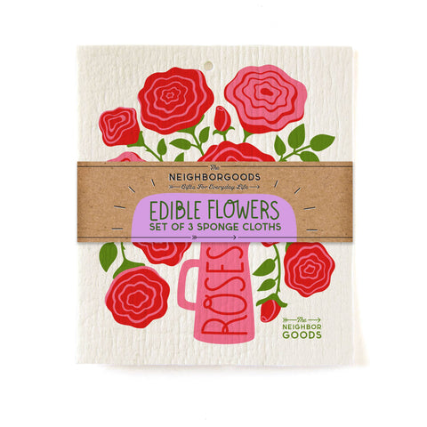 Edible Flowers Sponge Cloth Set of 3