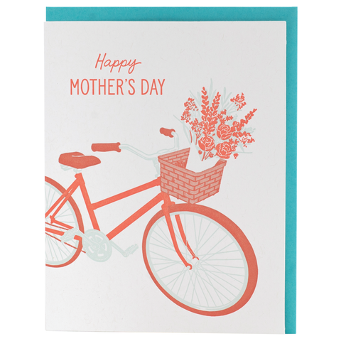 Bike With Basket Of Flowers Mother's Day Card