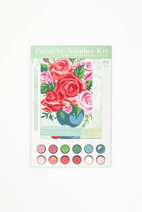 Roses in Vase (wallpaper background) Paint-by-Number Kit