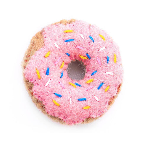 Strawberry Donut Cat Toy: 3.25" diameter