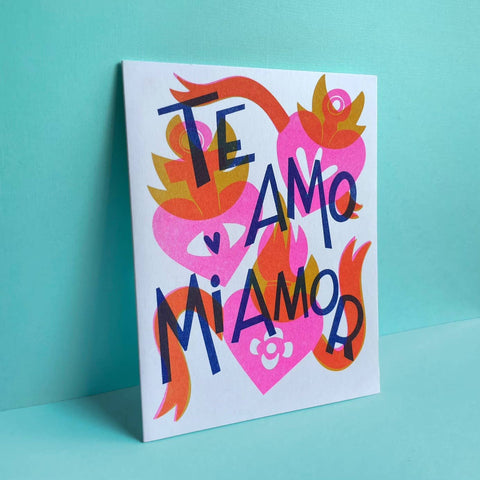 Te Amo Mi Amor, Love Spanish Risograph Card
